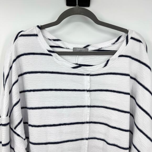 Habitat Oversized Striped Top Shirt XL White Black 100% Cotton Lagenlook Coastal - Picture 2 of 7